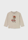 Baby Boy Beige Skateboard Dog T-Shirt