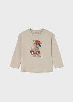 Baby Boy Beige Skateboard Dog T-Shirt