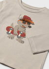 Baby Boy Beige Skateboard Dog T-Shirt