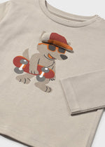 Baby Boy Beige Skateboard Dog T-Shirt