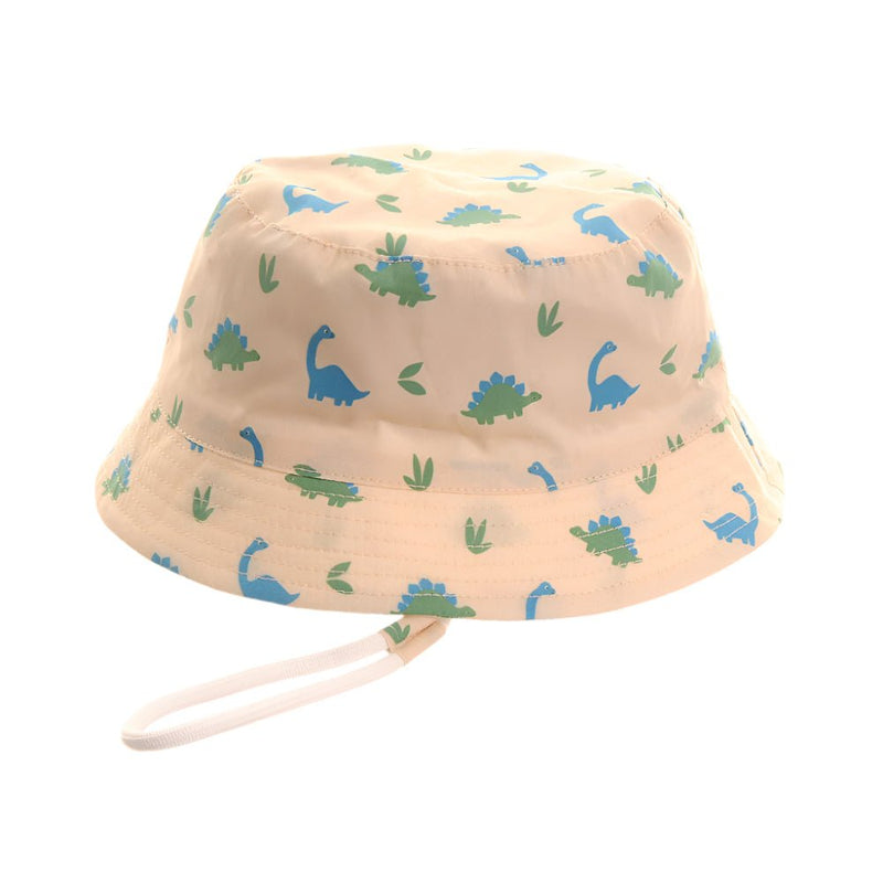 Baby Boy Beige Sun Hat With Blue & Green Dino Print