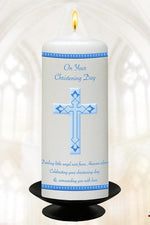 Baby Boy Blue Christening Candle - 15 cm