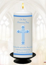 Baby Boy Blue Christening Candle