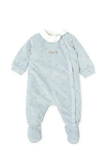 Baby Boy Blue Hedgehog Velour Babygrow (Tutto Piccolo)