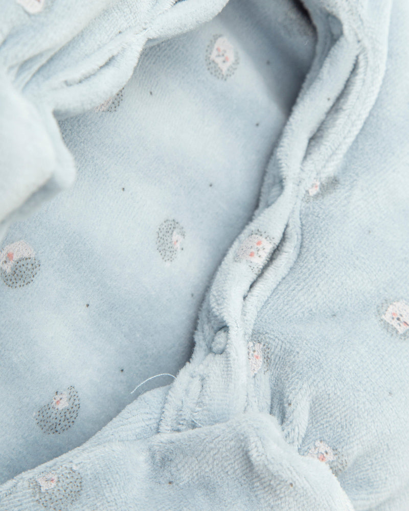 Baby Boy Blue Hedgehog Velour Babygrow (Tutto Piccolo)