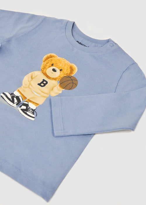 Baby Boy Blue Long Sleeve T-Shirt with Bear Print