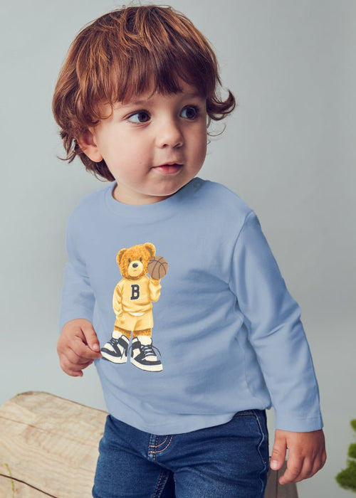 Baby Boy Blue Long Sleeve T-Shirt with Bear Print
