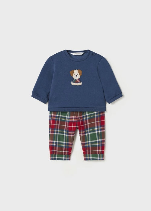 Baby Boy Blue & Red Tartan Trouser Set (mayoral)