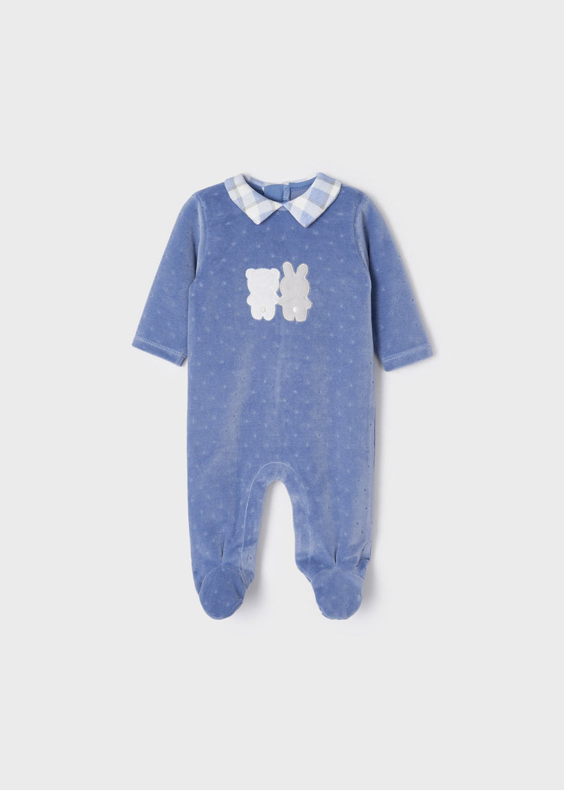 Baby Boy Blue Velour Babygrow (Mayoral)