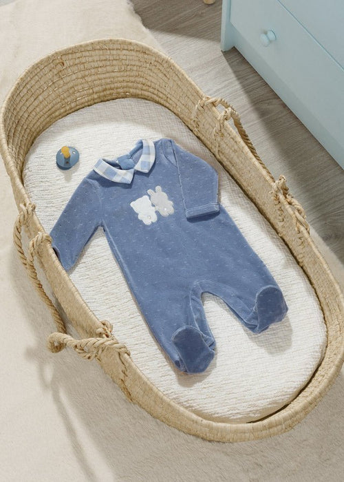 Baby Boy Blue Velour Babygrow (Mayoral)