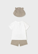 Baby Boy Cotton Striped Set with Hat