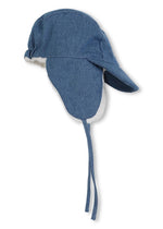 Baby Boy Denim Trapper Hat With Shearling Lining