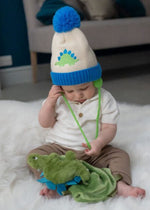 Baby Boy Dino Wooly Hat and Mittens Set