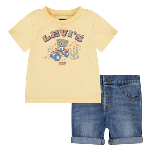 Baby Boy Four Wheeler T-Shirt & Denim Shorts Set