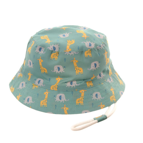Baby Boy Giraffe & Elephant Sun Hat – Green