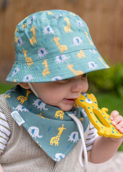 Baby Boy Giraffe & Elephant Sun Hat – Green