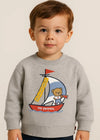 Baby Boy Grey Sweatshirt With Sailing Bear Design