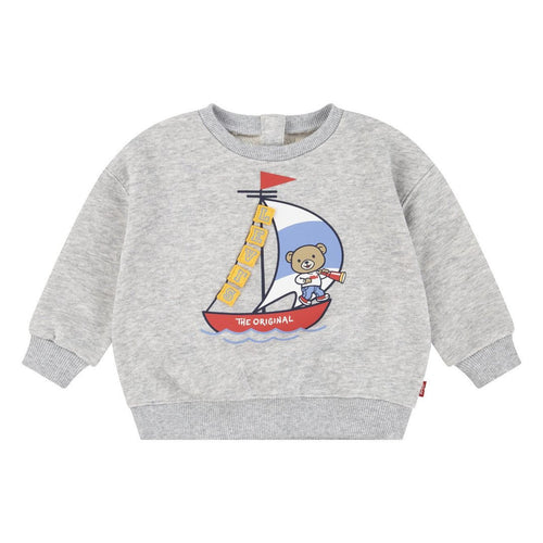 Baby Boy Grey Sweatshirt With Sailing Bear Design