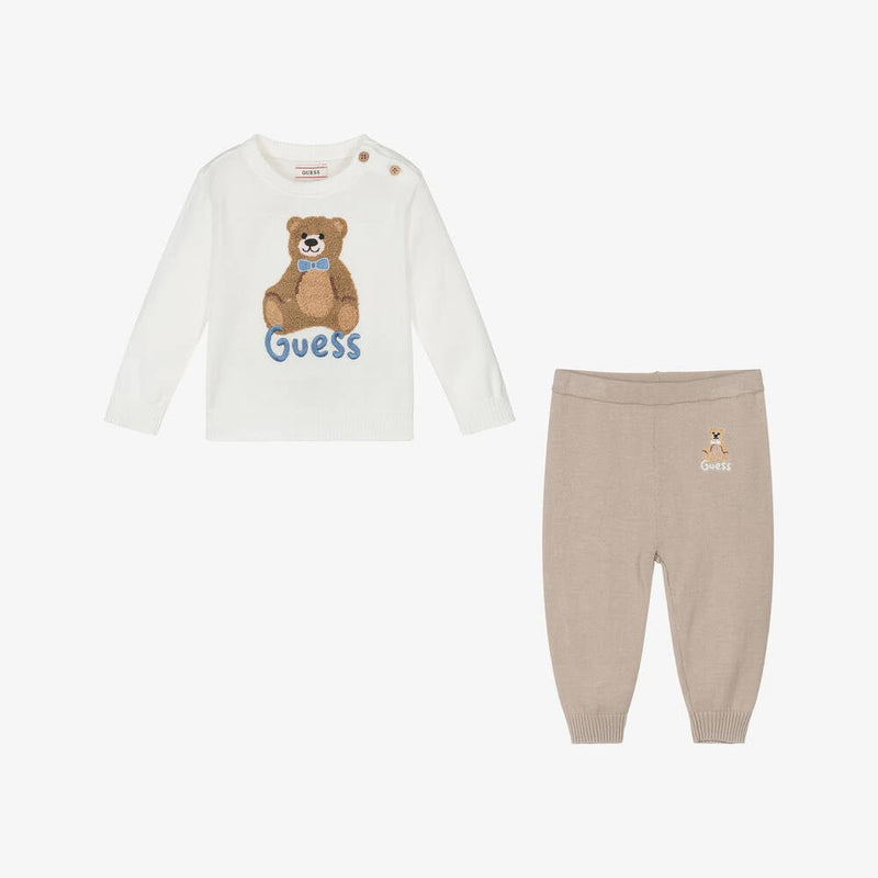 Baby Boy Ivory & Beige Cotton Knit Set