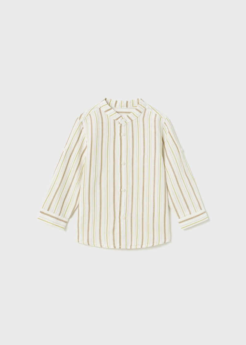 Baby Boy Ivory Stripe Cotton & Linen Shirt