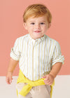 Baby Boy Ivory Stripe Cotton & Linen Shirt