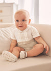 Newborn Boy Off-White Beige Ceremony Romper Christening