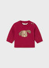 Baby Boy Red Sweatshirt with Dog Motif