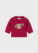 Baby Boy Red Sweatshirt with Dog Motif