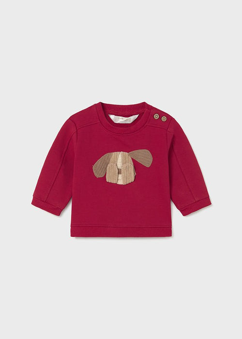 Baby Boy Red Sweatshirt with Dog Motif