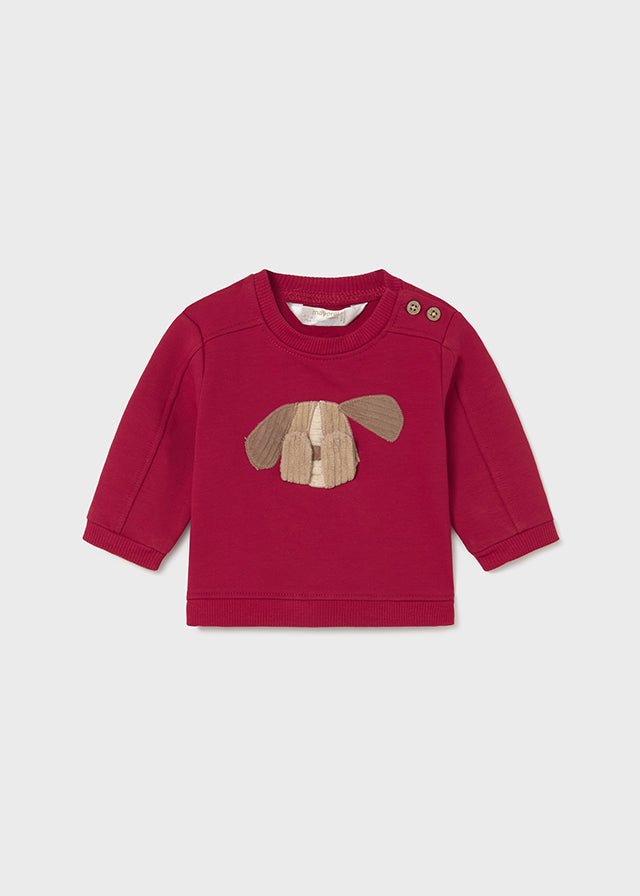 Baby Boy Red Sweatshirt with Dog Motif