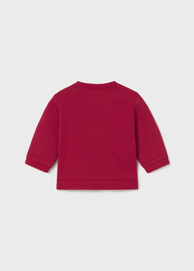 Baby Boy Red Sweatshirt with Dog Motif