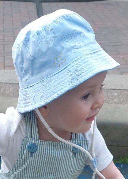 Baby Boy Safari Animal Sun Hat – Blue