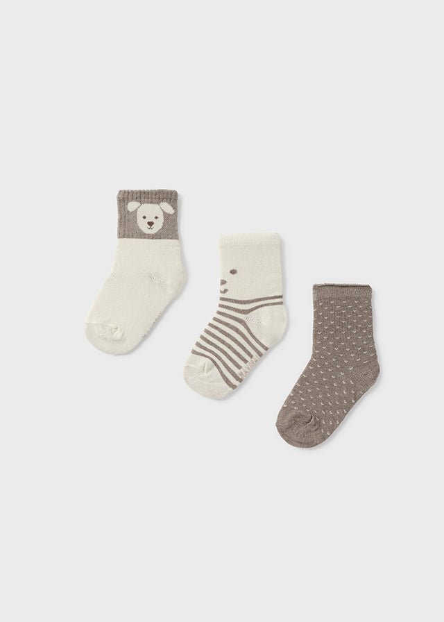 Baby Boy Set of 3 Socks - Bear & Stripes (Mayoral)