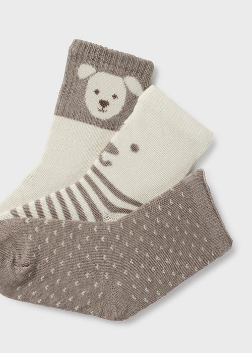 Baby Boy Set of 3 Socks - Bear & Stripes (Mayoral)