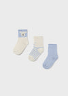 Baby Boy Set of 3 Socks - Blue Bear & Stripes (Mayoral)