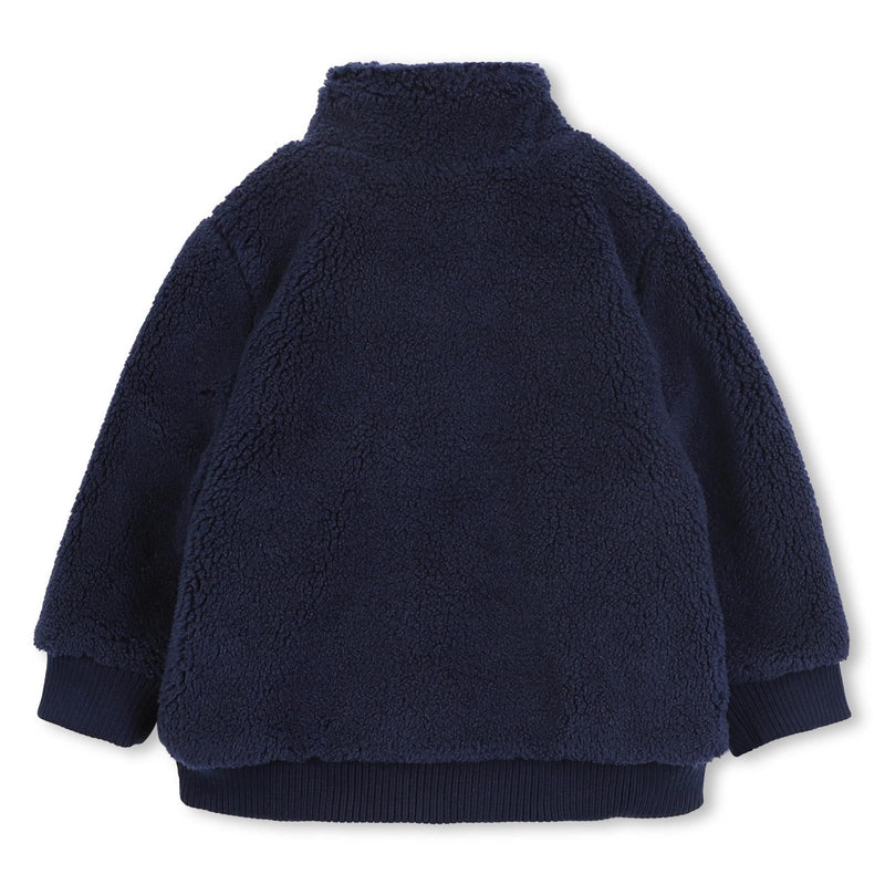 Baby Boy Shearling Zip Jacket With Chest Logo