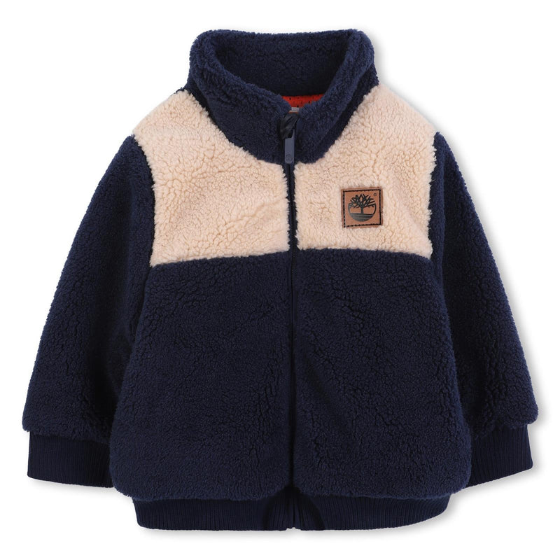Baby Boy Shearling Zip Jacket With Chest Logo
