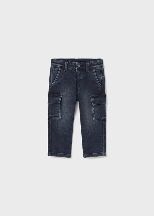 Baby Boy Soft Denim Cargo Pants
