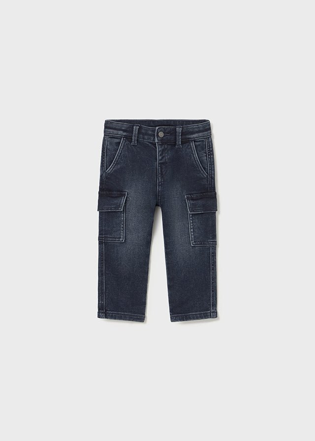 Baby Boy Soft Denim Cargo Pants