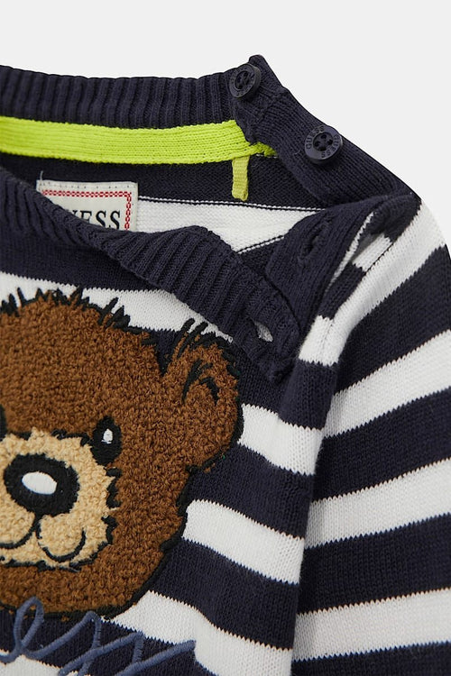 Baby Boy Striped Sweater with Bear Design