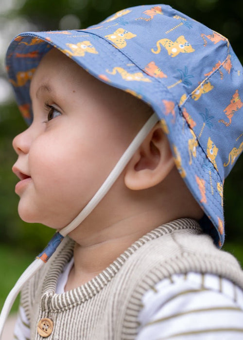 Baby Boy Tiger & Leopard Sun Hat – Blue