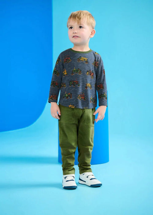 Baby Boy Tractor Tee & Green Pull - On Pants Set
