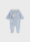 Baby Boy Velour Babygrow with Applique (Mayoral)