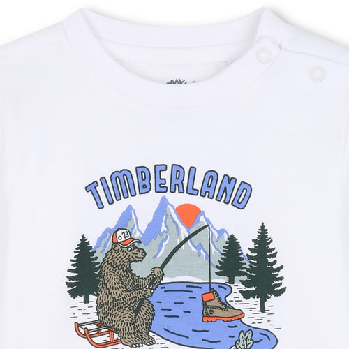 Baby Boy White Organic Cotton Top With Bear Print