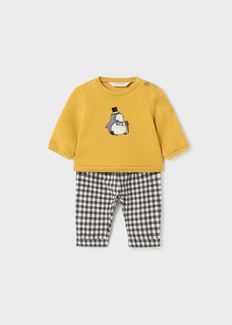 Baby Boy Yellow & Black Tartan Trouser Set (mayoral)