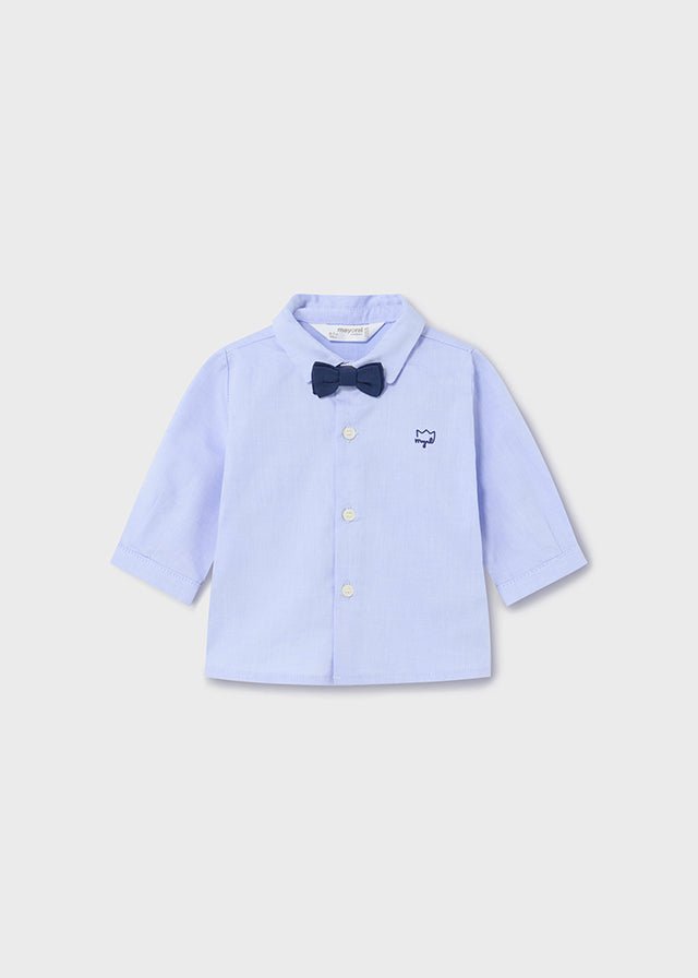 Newborn Boy Blue Cotton Linen Shirt