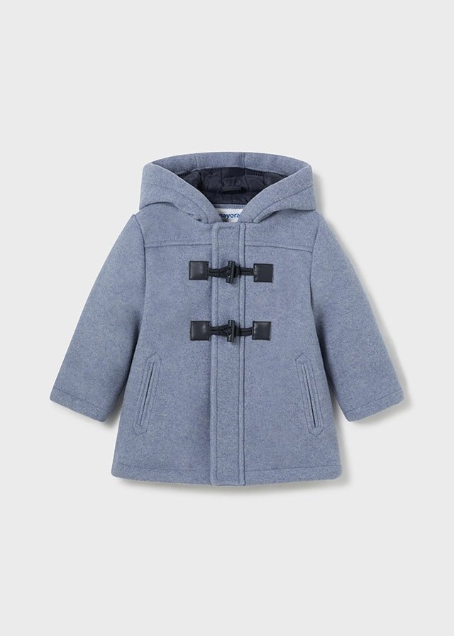 Outerwear Duffle Coat Garcon Okaidi Baby Boy's Blue Faux-fur-lined