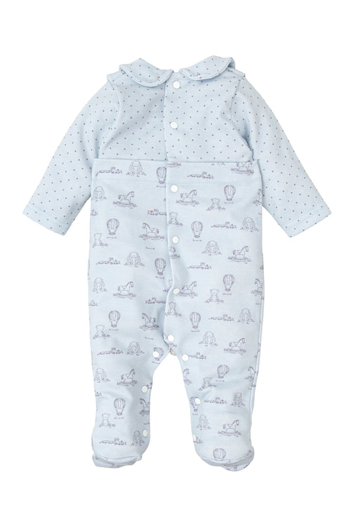 Baby Boys Blue Dungaree Style Babygrow (Babidu)