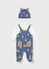 Baby Boys' Blue Dungaree Style Babygrow & Hat Set (Mayoral)