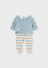 Baby Boys' Blue Elephant Velour Babygrow Set (Mayoral)